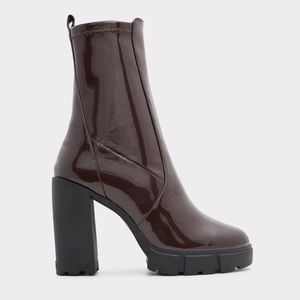 Aldo Iliana Slug Leather Dark Brown Mahogany Maroon Red winter waterproof boots